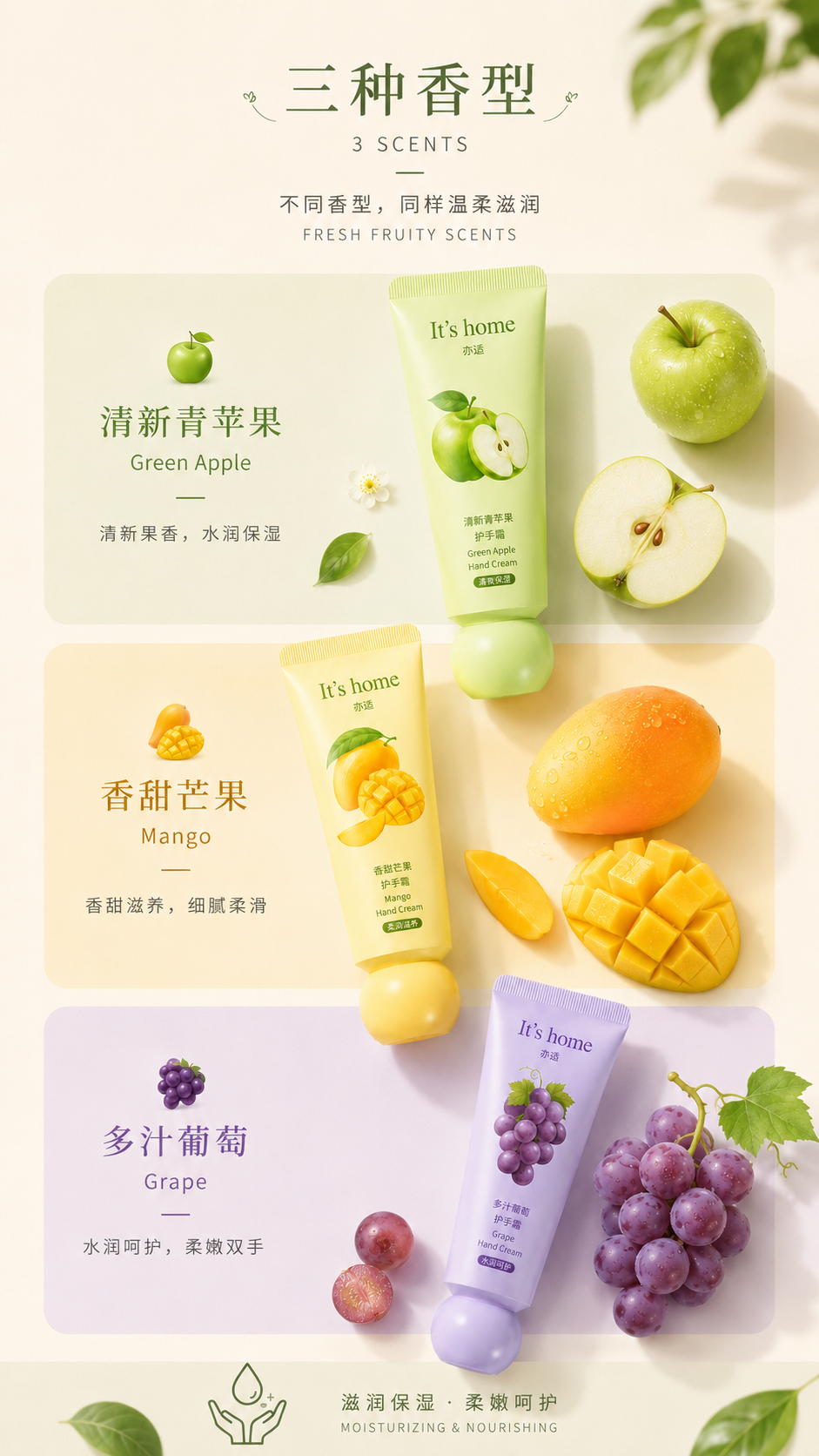 护手霜 三种香型详情页