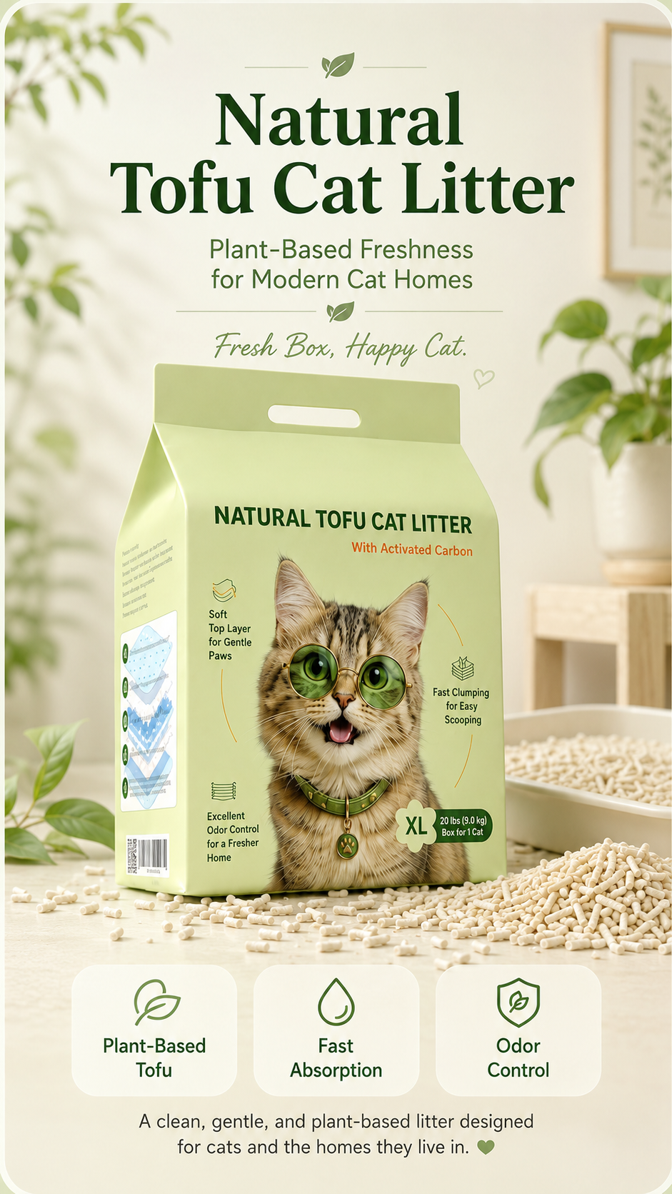 Natural Tofu Cat Litter 主视觉详情页