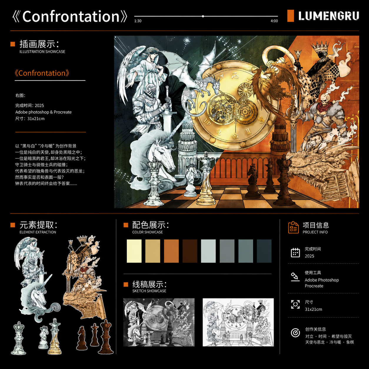 叙事插画设定展示《Confrontation》