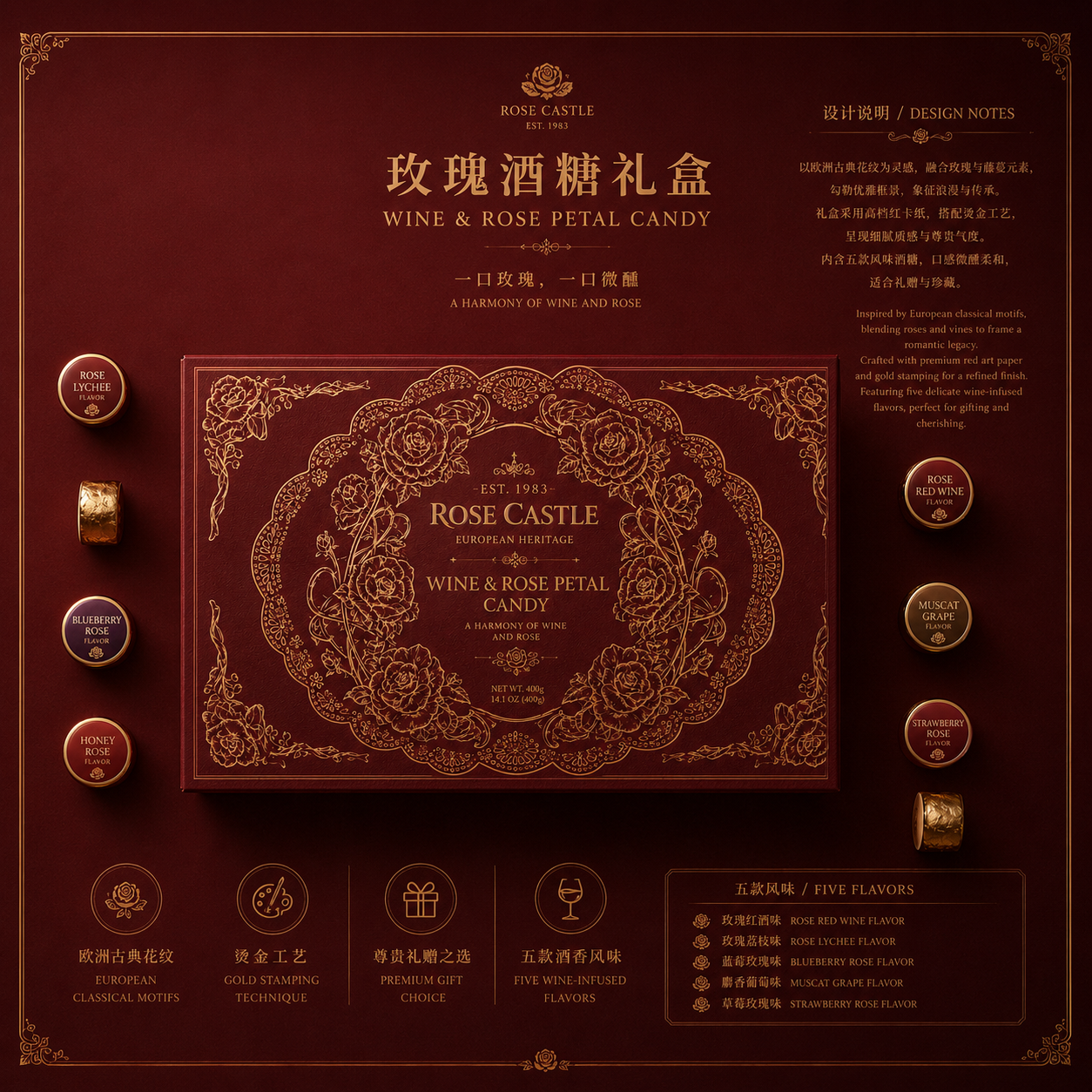 玫瑰酒糖礼盒设计