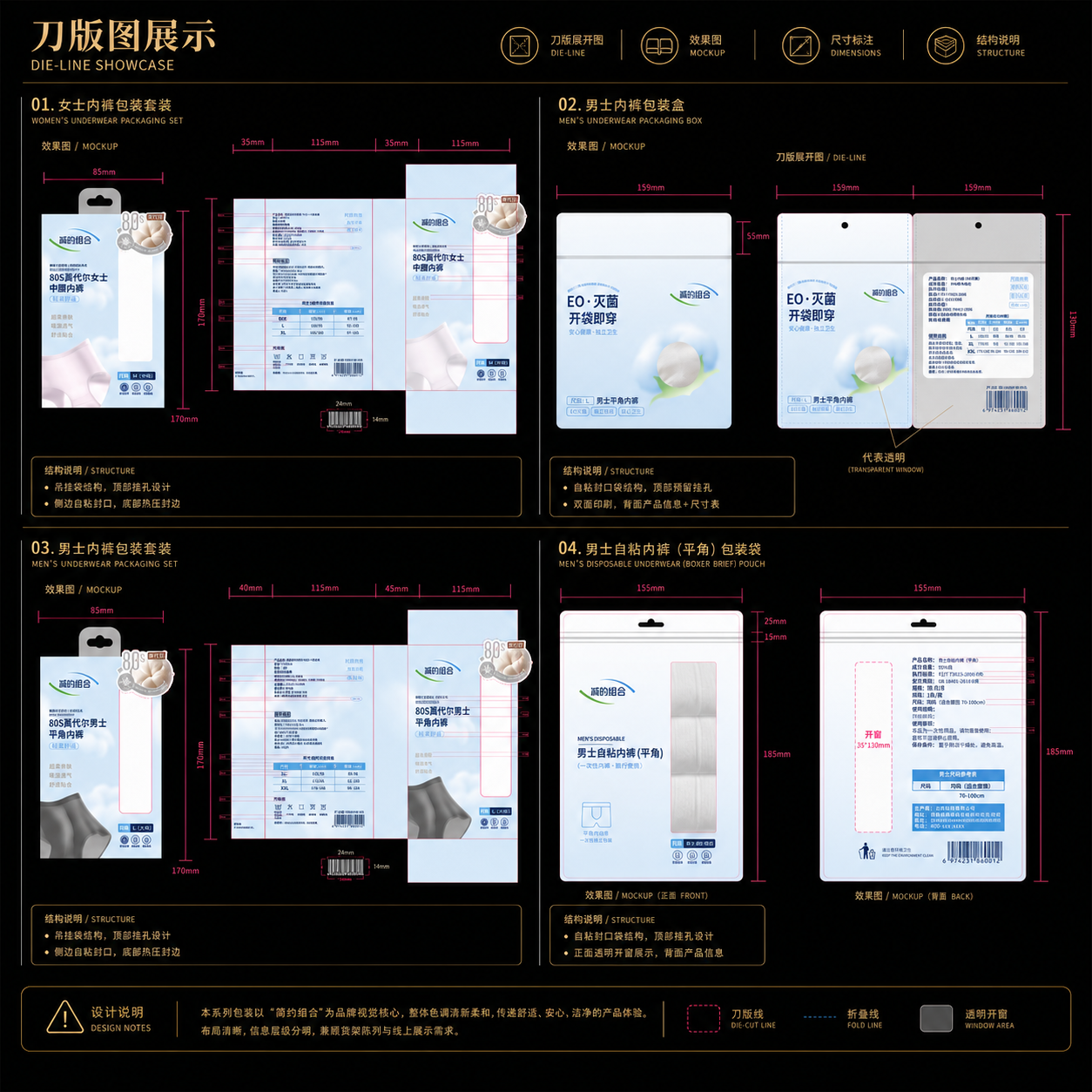 内裤包装刀版展示